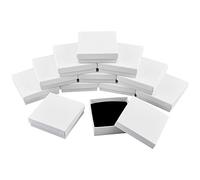 NBEADS Caja de joyería de cartón, 12 unidades, 9,1 x 9,2 x 2,9 cm, color blanco lechoso, cajas de regalo con tapa, juego de joyas de cartón, cajas de regalo para embalaje de joyas, collares, anillos