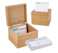 NBEADS Caja de madera para recetas, 50 tarjetas de recetas en blanco, almacenamiento de cocina en casa, 16,2 x 18,1 x 13,5 cm