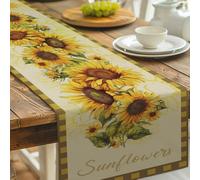 NBEADS Camino de Mesa de Girasoles, Mantel Rectangular de Poliéster para Decoración de Mesa de Comedor, Cocina, Temporada, para el Hogar, Fiestas, Festivales, 33x183cm