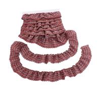 NBEADS - Cinta de encaje a cuadros con volantes (9,14 m, 45 mm, cinta de encaje a cuadros arrugada de poliéster con volantes para prendas de costura, ocio, creativas, embalaje de regalo rojo