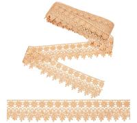 NBEADS - Cinta de encaje de ganchillo (15 varillas, 8 cm), diseño floral de poliéster, borde de encaje floral para scrapbooking, costura, embalaje de regalo, Sandy Brown