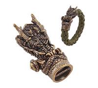 NBEADS Cuenta de Latón con Cabeza de Dragón, Cuerda de Paracaídas, Herramienta, Cordón, Cuentas EDC, Dijes Colgantes, Accesorios para Pulseras de Cuerda EDC, Manualidades, Bronce Antiguo