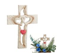 NBEADS Decoración mural en cruz rústica de resina, cruz de corazones entrelazados de 165 x 123 mm, decoración cristiana para colgar para la casa, el salón, bodas, trigo