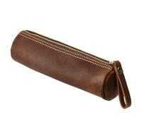 nbeads Estuche de cuero con cremallera Estuche de cuero marrón con cremallera Estuche de cuero vintage para hombres y mujeres hombres empresarios artistas hogar oficina y viajes 21 x 5,6 x 4,9 cm