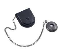 NBEADS Estuche de Cuero para Reloj de Bolsillo, Funda de Reloj de Bolsillo Vintage con Cadena, Bolsa de Cuero Pu para Almacenar Reloj y Monedas, Negro, 7.5x6.9cm