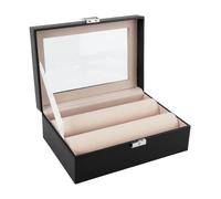 NBEADS Expositor para pulseras con varillas, expositor para pulseras con tapa de cristal transparente, caja organizador para joyas relojes, mujeres, negro, 26,2 x 18,2 x 9,6 cm