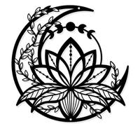 NBEADS Fase Lunar con Flor de Loto Metal Decoración de Pared, Decoración Colgante de Pared de Estilo Mate para el Hogar, Jardín, Hotel, Pared para Oficina, Regalo de Decoración del Festival, 30x30 cm