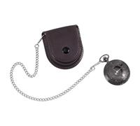 NBEADS Funda de cuero para reloj de bolsillo, caja de reloj de bolsillo de piel sintética, bolsa de almacenamiento de monedas con cadena, marrón coco, 7,5 x 6,9 cm