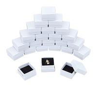 NBEADS Joyero de cartón de 24 piezas, caja de regalo cuadrada blanca de 5,1 x 5,1 x 3,3 cm con esponja negra para paquetes de regalo de joyas