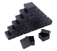 NBEADS Joyero de cartón de 24 piezas, caja de regalo cuadrada negra de 5,1 x 5,1 x 3,3 cm con esponja negra para paquetes de regalo de joyas
