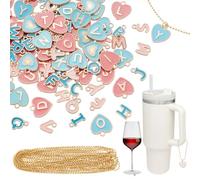 NBEADS Juego de 104 dijes esmaltados de aleación con letras esmaltadas, 4 juegos de dijes iniciales del alfabeto, colgantes de aleación esmaltada A-Z con cadenas de bolas de latón, conectores, anillos