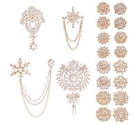 NBEADS Juego de 16 broches de diamantes de imitación, broches para decoración de bodas, perlas de aleación, alfileres decorativos, accesorios de novia para fiestas, bodas, ramo de novia DIY, ca. 125mm