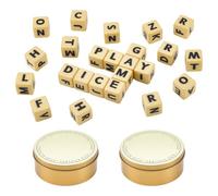 nbeads Juego de 2 crucigramas, dados de letras, juego de entretenimiento, actividad de juego de palabras con dados de letras, para viajes, camping y noche familiar, con cajas de almacenamiento