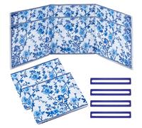 NBEADS Juego de 4 fundas para tarjetas Mahjong, 48,5 x 13,5 cm, funda para tarjetas Mahjong Chinoiserie Mahjong con 4 tiras guía acrílicas para accesorios de almacenamiento de tarjetas, azul cielo
