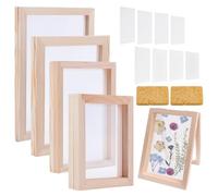 NBEADS - Juego de tamiz de madera para fabricación de papel, marco de molde de papel con tela de malla no tejida de poliéster y esponja para suministros de papel