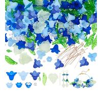 NBEADS Kit de Cuentas Acrílicas Variadas de 417 Pieza, 300 Pieza de Cuentas de Flores Y Hojas Acrílicas 87 Piezas de Cuentas de Vidrio Redondas 30 Piezas de Pasadores de Bola de Latón Kit Suministros