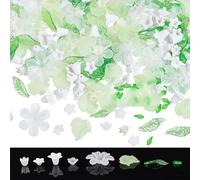 NBEADS Kit de Cuentas Surtidas de Acrílico de 300 Pieza, Cuentas Acrílicas de Flores Y Hojas con Agujero de 1-2mm para Manualidades para Pulsera, Collar, Fabricación de Joyas, Verde