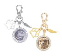 NBEADS Llavero con imagen personalizada de 2 colores para mascotas, 6,5 cm, llavero conmemorativo para animales domésticos con foto personalizada y retrato de animal doméstico