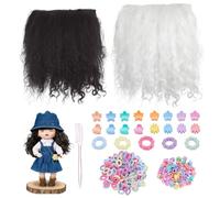 nbeads Pelucas de muñeca Accesorios 2 Piezas 2 Colores Pelo de Muñeca de Lana 40 Mini Pinzas para el Cabello 100 Gomas para el Cabello 1 Pestañas Artificiales De Plástico Peines Para Caja Ciega