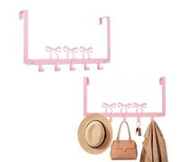 NBEADS Perchero decorativo para puerta con lazo rosa, 267 x 368 mm, 5 ganchos, toallero Kawaii para dormitorio, baño y cocina