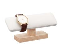 NBEADS Soporte de Exhibición de Reloj de Madera, Soporte para Pulsera con Barra En T, Soporte Organizador de Joyas de Cuero Pu para Uso Doméstico Exhibición Al Por Menor Que Vende 19.3x5x8.6cm, Blanco