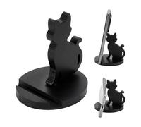 NBEADS Soporte de Madera para Teléfono Móvil Y Tableta, Soporte para Teléfono con Forma de Gato, Decorativo, Antideslizante, para Varios Modelos de Móviles Y Tabletas, Negro