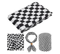 NBEADS Tela A Cuadros de 15 m X 2 m, Diseño Gráfico de Cuadrícula con Estampado de Tartán con Influencias Tradicionales. Tejido Decorativo para Tapicería Y Detalles del Hogar, En Blanco Y Negro
