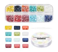 NBEADS Tila Beads Kit para Hacer Pulseras, Incluye Cuentas de Cristal Rectangulares de 11 Agujeros de 2 Color., Agujas para Abalorios Big Eye, Hilo Elástico para Pulsera, Collar de Joyas.