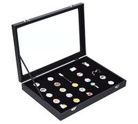 NBEADS Vitrina Wood Pin Negra, 34.9x23.8x4.8cm Velvet Pad Badge Vitrina Broche Glass Top Collection Vitrina Vitrina de Mesa Vitrina de Joyería Vitrina para la Organización del Hogar