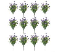 NbgrvB 12 paquetes de plantas y flores artificiales para exteriores, resistentes a los rayos UV, flores falsas que no se decoloran, flores de seda para todo tipo de clima al aire libre (