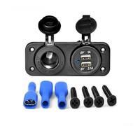 NbgrvB 12 V para coche dual USB para enchufe de cargador, adaptador de toma de corriente impermeable de 3.1 A para motocicleta para RV barco, montaje en panel ABS, con kit de cubiertas
