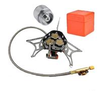 NbgrvB 5800W Estufa de gas portátil para camping, quemador de tres núcleos a prueba de viento con control de llama para cocinar al aire libre, senderismo, plateado (1)