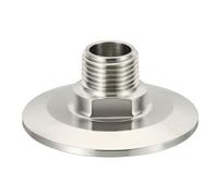 NbgrvB Adaptador de triple abrazadera de 6,3 cm a NPT macho de 1,27 cm de acero inoxidable 304 con virola de 64 mm para sistemas de tuberías de alimentos, productos lácteos, vinos y bebidas
