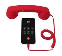 NbgrvB Auricular clásico tipo C con cable, receptor móvil, estilo de línea fija, audio transparente, reducción de ruido, escritorio, uso azul, 22,7 cm (rojo)