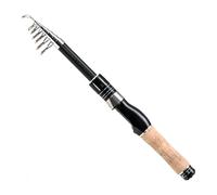 NbgrvB Caña de pescar telescópica de fibra de carbono de 1,6 a 2,1 m con anillo de acero inoxidable para un cruce de línea suave, caña de fundición ligera (negro 210)