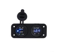 NbgrvB Cargador USB dual para coche con voltímetro digital LED, enchufe de carga rápida de 3.1 A para marina para RV barco para motocicleta, 12 V-24 V impermeable (azul)