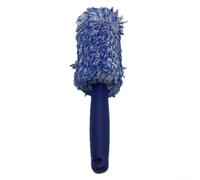NbgrvB Cepillo de limpieza de llantas de coche, para microfibra suave para detalles de radios de buje, compartimento del motor, portátil para cepillo de lavado automático (azul) (azul y blanco)