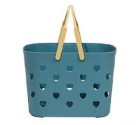 NbgrvB Cesta organizadora de plástico hueco con asa, para artículos de tocador y suministros de limpieza, apilable, gris, azul, verde, rosa (azul)