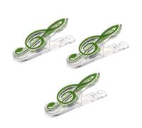 NbgrvB Clip de resorte para partituras, 3 clips de plástico para libros de música, guitarra, violín para fijación de partituras, para rojo/amarillo/azul/verde/negro verde clave verde