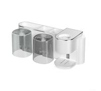 NbgrvB Dispensador automático de pasta de dientes montado en la pared con soporte para cepillo de dientes Soporte de taza de enjuague bucal Control de dispensación de 6 niveles Diseño impermeable