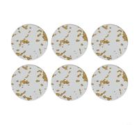 NbgrvB Elegant - Juego de 6 posavasos acrílicos de lámina dorada, antideslizantes y lavables, redondos de 9,5 cm para bebidas y botellas