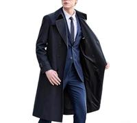 NbgrvB Gabardina larga para hombre, solapa de doble botonadura, manga larga, cortavientos, para primavera, otoño, casual, uso diario al aire libre, marrón, gris, caqui, verde, azul, tallas M a 2XL