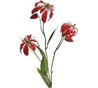NbgrvB Gloriosa - Flores artificiales de lirio para decoración del hogar, 80 cm, para centro de mesa de seda naranja y blanco, 3 piezas para decoración de sala de estar, comedor, color rojo