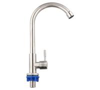 NbgrvB Grifo de acero inoxidable con un solo agujero para agua fría, arco alto, para cocina, jardín, bar al aire libre