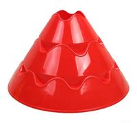NbgrvB Juego de 4 conos de práctica de fútbol, marcadores de disco para fútbol, hockey, rugby, entrenamiento, juegos al aire libre, 25 x 15 cm (rojo)