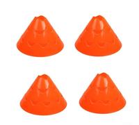 NbgrvB Juego de 4 conos de práctica de fútbol, marcadores de disco para fútbol, hockey, rugby, entrenamiento, juegos al aire libre, 25 x 15 cm (naranja-rojo)