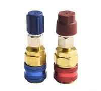 NbgrvB Kit de adaptador de aire acondicionado de CA para coche, extensión rápida de acoplador R134A, conectores laterales bajos altos con montaje de 180 grados, juego de manómetros de colector azul