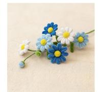 NbgrvB Kit de manualidades de ramo de margaritas de lana, hecho a mano, 30 cm, arreglo floral de alambre retorcido para decoración de bodas, hogar, oficina, azul (azul)