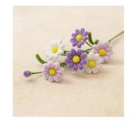 NbgrvB Kit de manualidades de ramo de margaritas de lana, hecho a mano de 30 cm, arreglo floral de alambre retorcido para decoración de boda, hogar, oficina, azul (morado)