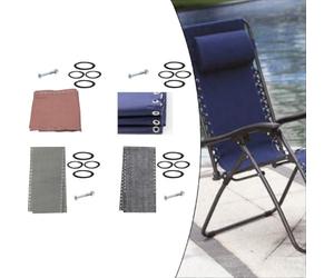 NbgrvB Kit de reparación de tela reclinable con 4 cuerdas de silla de gravedad, cubierta de malla resistente al desgaste para muebles de patio, 63 x 17 pulgadas, color blanco y gris